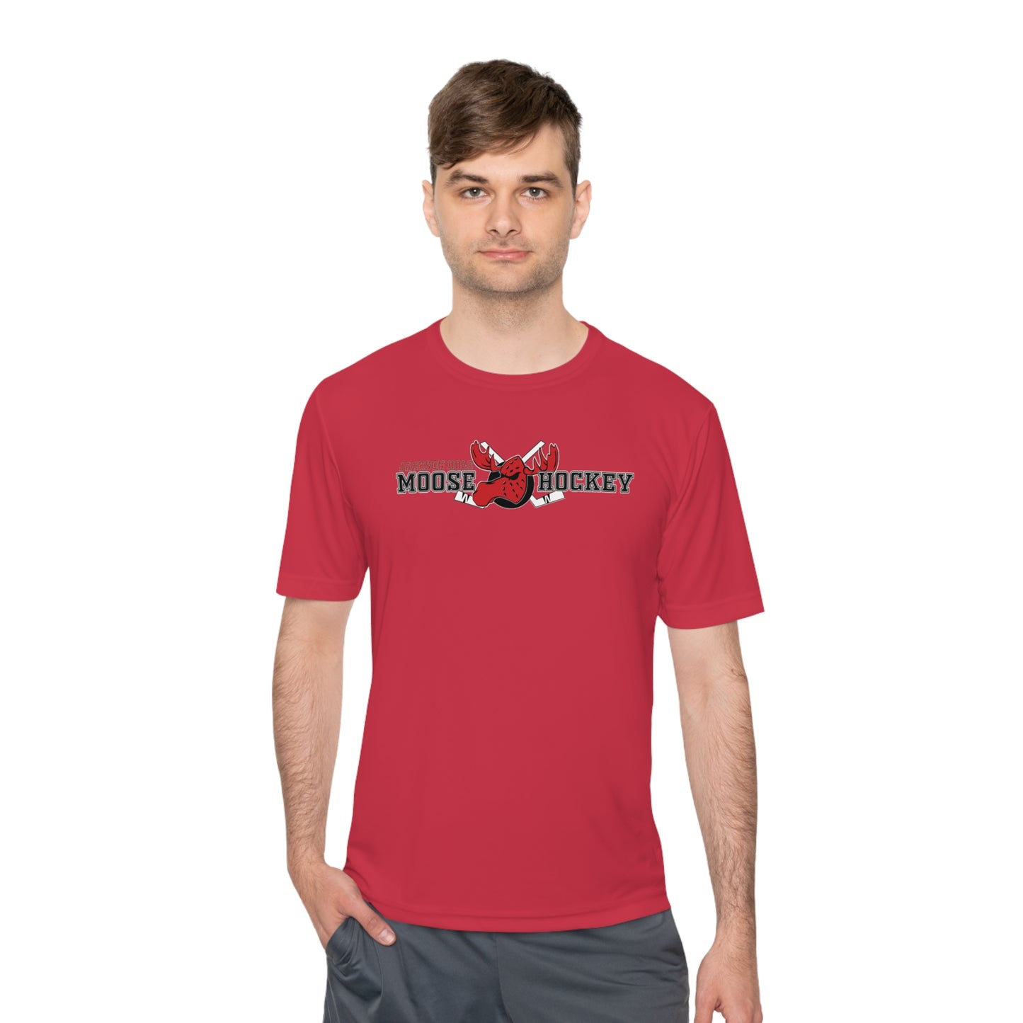 JH Moose Hockey Adult Unisex Performance Tee (Red)