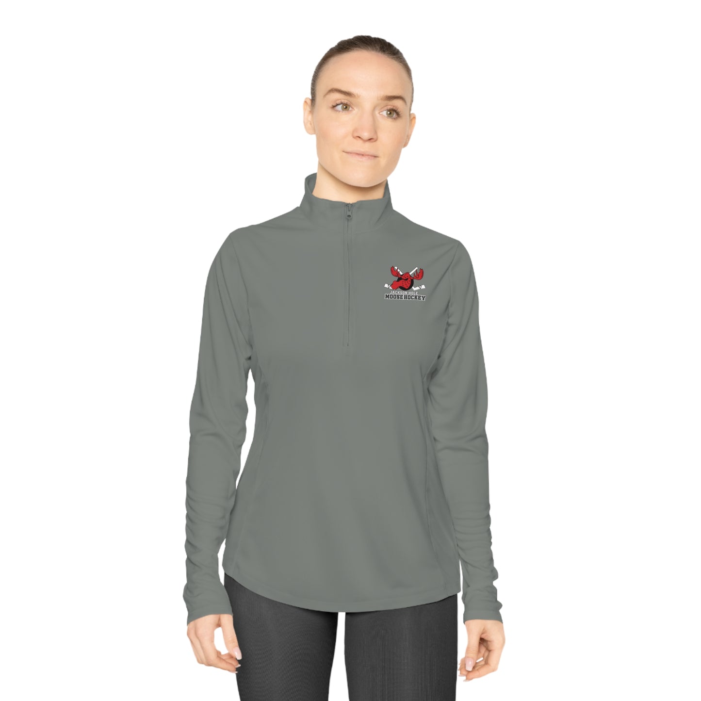 JH Moose Hockey Ladies Quarter-Zip Pullover (Grey Concrete)