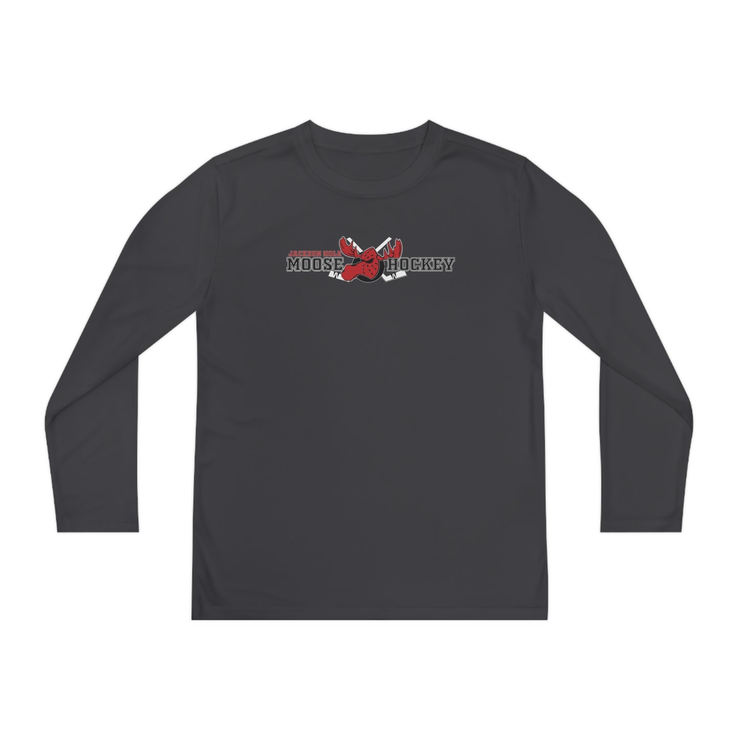 JH Moose Hockey Youth Long Sleeve Performance Tee (Black)