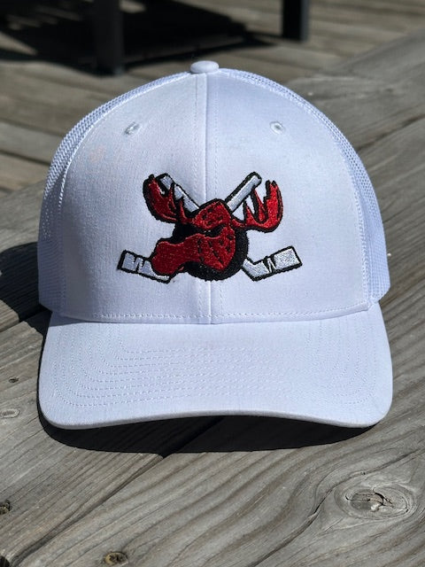 JH Moose Hockey Snapback Trucker Cap - White