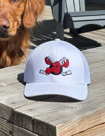 JH Moose Hockey Snapback Trucker Cap - White