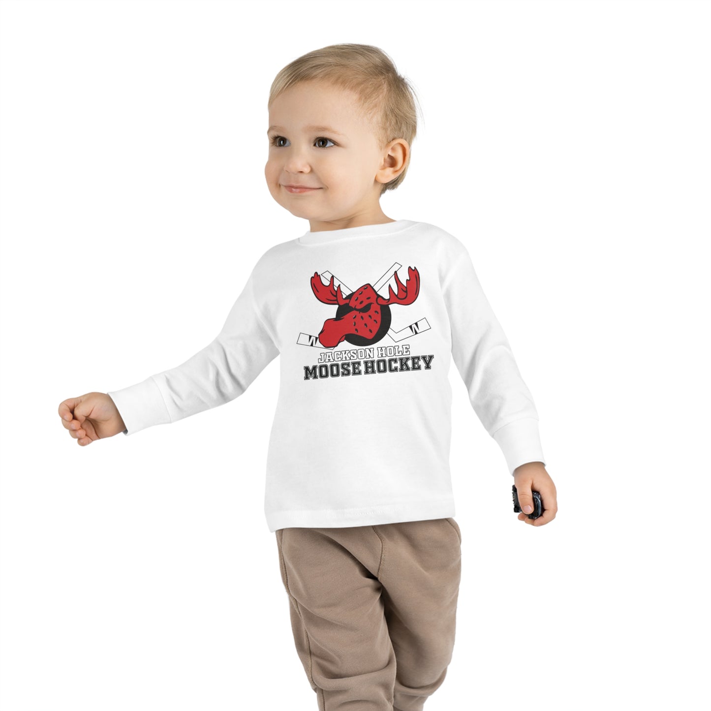 JH Moose Hockey Toddler Long Sleeve Tee (White)