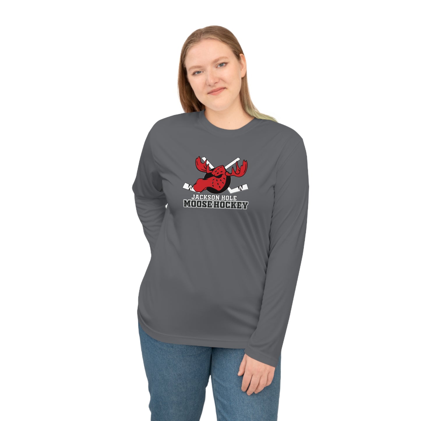 JH Moose Hockey Adult Unisex Performance Long Sleeve Shirt (Graphite)